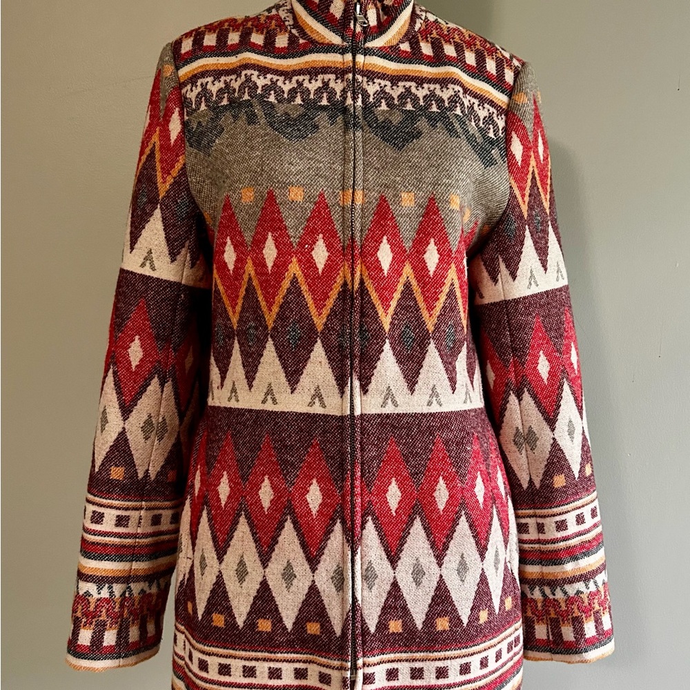 LifeStyle Red and Gray Southwestern Jacket